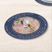 Jedes Hochzeitsschreiben speichert das Date Foto N Runder Pappuntersetzer (Angewinkelt)