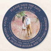 Jedes Hochzeitsschreiben speichert das Date Foto N Runder Pappuntersetzer (Vorderseite)