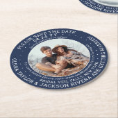 Jedes Hochzeitsschreiben speichert das Date Foto N Runder Pappuntersetzer (Angewinkelt)