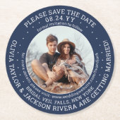 Jedes Hochzeitsschreiben speichert das Date Foto N Runder Pappuntersetzer (Vorderseite)