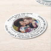 Jedes Hochzeitsschreiben speichert das Foto Datum  Runder Pappuntersetzer (Angewinkelt)