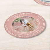 Jedes Hochzeitsschreiben speichert das Foto Datum  Runder Pappuntersetzer (Angewinkelt)