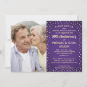 JEDES JAHR 2 Foto Cheers Lila & Gold Party Einladung (Rückseite)