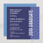 Jedes Jahr Abschluss Navy Blue und Star Muster Einladung (Vorne/Hinten)