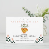 Jedes Jahr Abstrakte Blume Tee Party Geburtstag Einladung (Stehend Vorderseite)