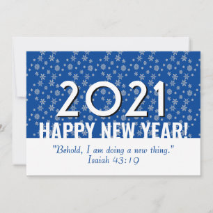 Jedes Jahr Bibel blau Schneeflocken NEUJAHR Feiertagskarte