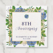 Jedes Jahr blauer Hydrangea Hochzeitstag Geschenkanhänger (Rückseite)