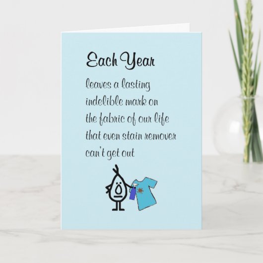 Jedes Jahr ein lustiges Geburtstagsgedicht Karte (Vorderseite)