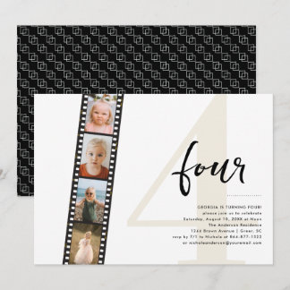 Jedes Jahr | Einfache 4 Filmstrip Foto Geburtstags Einladung