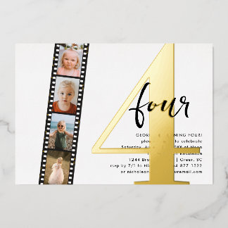 Jedes Jahr | Einfache 4 Filmstrip Foto Geburtstags Folieneinladung