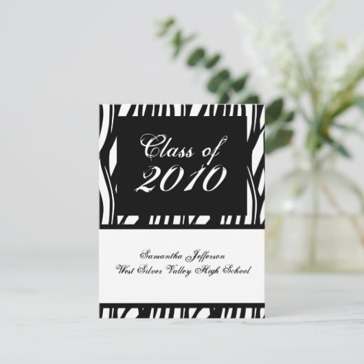 JEDES JAHR Einladung von Funky Black & White Absch (Stehend Vorderseite)