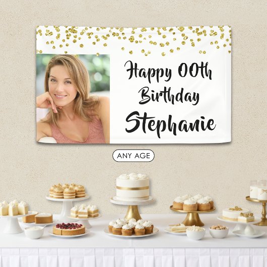 Jedes Jahr Geburtstag Confetti Brush Script-Foto Banner