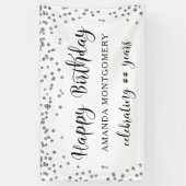 Jedes Jahr Geburtstag Confetti Script Schwarz und Banner (Vertikal)