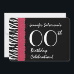 JEDES JAHR Geburtstag Red Lace Zebra V12 Einladung<br><div class="desc">JEDES JAHR Geburtstag Red Lace Zebra V12 Dieses zebra gestreiften individuelle Name Design ist ein lustiger und dennoch eleganter Weg, um Leute zu einem Geburtstagsfest einzuladen. Der gesamte Text ist vollkommen anpassbar. Sie können mit verschiedenen Papiertypen experimentieren, um genau das für Sie zu finden. 10. 11. 12. 13. 14. 16....</div>