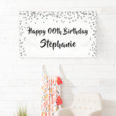 Jedes Jahr Geburtstag Silver Confetti Pinselschrif Banner (Insitu)