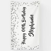 Jedes Jahr Geburtstag Silver Confetti Pinselschrif Banner (Vertikal)