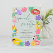 Jedes Jahr im Party eines tropischen Pools Einladung (Stehend Vorderseite)