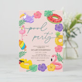 Jedes Jahr im Party eines tropischen Pools Einladung (Stehend Vorderseite)