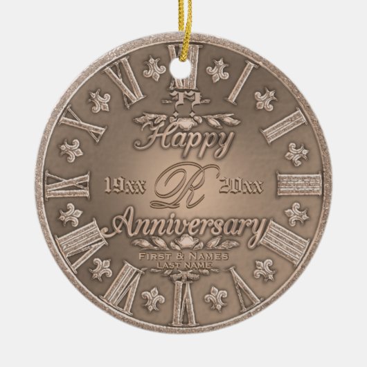 Jedes Jahr Kupfer Look Anniversary Ornament (Vorne)