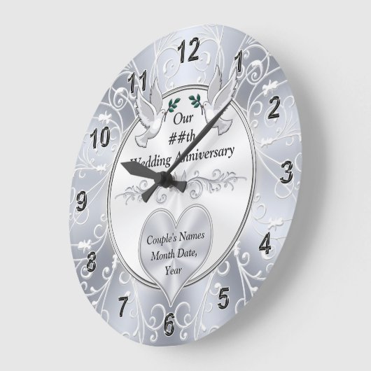 JEDES JAHR, personalisierte Hochzeitspenden Große Wanduhr (Winkel)