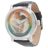 Jedes Jahr Retro-Sonnenuntergangs-Foto zum 1. Jubi Armbanduhr (Schrägansicht)