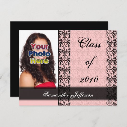 Jedes Jahr~ Rosa Abschluss Foto Personalisiert Einladung (Vorne/Hinten)