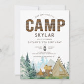 Jedes Jahr rustikales Holz Camping Geburtstag Einladung (Vorderseite)