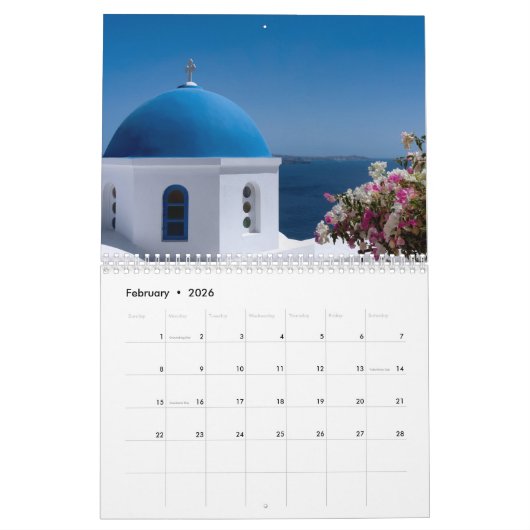 Jedes Jahr Santorini Griechenland Insel Meer indiv Kalender (Feb 2026)