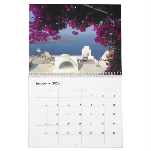 Jedes Jahr Santorini Griechenland Insel Meer indiv Kalender (Jan 2026)