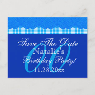 JEDES JAHR Save the Date Geburtstag Blue Lace Kari Ankündigungspostkarte