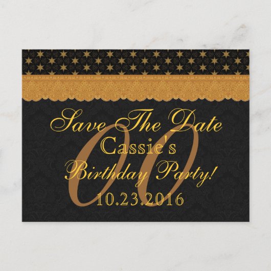 Jedes Jahr Save the Date Geburtstag Gold Black Lac Ankündigungspostkarte (Vorderseite)