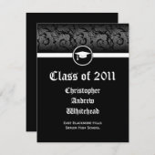 Jedes Jahr~ Schwarz-Weiß-Damaskus-Abschluss Einladung (Vorne/Hinten)