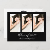 Jedes Jahr~ Schwarzer Abschluss Postkarte, 3 Fotos Einladungspostkarte (Vorne/Hinten)