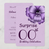 JEDES JAHR ÜBERRASCHUNG Geburtstag Lila Ribbon Bow Einladung (Vorne/Hinten)