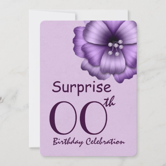 JEDES JAHR ÜBERRASCHUNG Geburtstag Lila Ribbon Bow Einladung (Vorderseite)