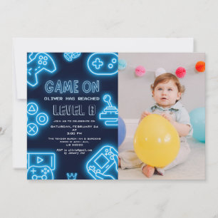 Jedes Jahr Videospiel Foto Geburtstag Einladung
