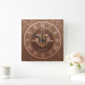 Jedes Jahr Vintager Kupferschauspiel Hochzeitstag Quadratische Wanduhr (Zuhause)