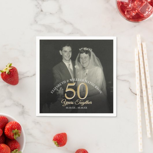 Jedes Jahr zusammen Hochzeitstag Foto Serviette (Beispiel)