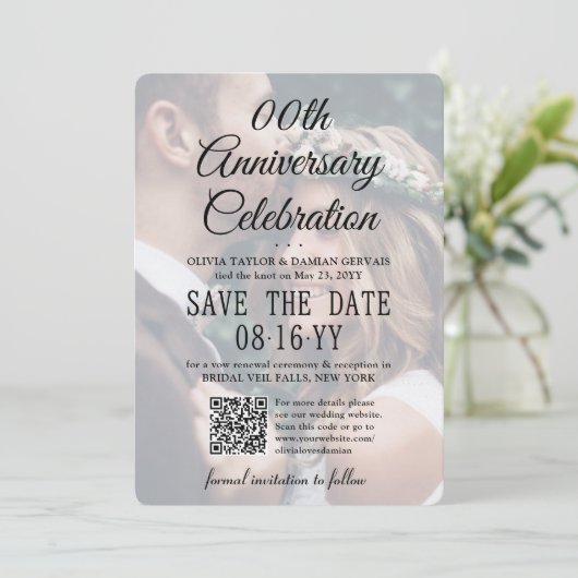 JEDES JAHRESJAHR Party 2 Foto- & QR-Code-Overlay Save The Date (Stehend Vorderseite)