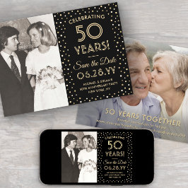 JEDES Jubiläum 2 Foto Black & Gold Confetti Save The Date
