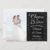 JEDES Jubiläum 2 Foto Cheers Black & White Party Einladung (Vorderseite)