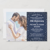 JEDES Jubiläum 2 Foto Cheers Navy & White Party Einladung (Rückseite)