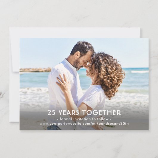 JEDES Jubiläum 2 Foto Elegant Schwarz und Weiß Save The Date (Rückseite)