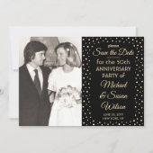 JEDES Jubiläum 2 Foto Elegantes Schwarz und Gold Save The Date (Vorderseite)