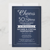 JEDES Jubiläum Cheers Navy Blue und White 1 Foto Einladung (Vorderseite)