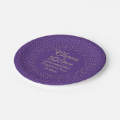 JEDES Jubiläum jubelt Lila und Gold Confetti Pappteller (Schrägansicht)