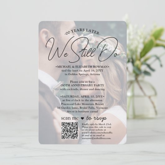 JEDES Jubiläum Party QR UAWG & Fotos, die wir noch Einladung (Stehend Vorderseite)