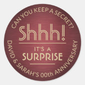 JEDES Jubiläum Überraschung gebürstet Burgund und Runder Aufkleber (Vorderseite)