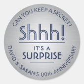 JEDES Jubiläum Überraschung Navy Blue Brushed Silv Runder Aufkleber (Vorderseite)