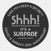 JEDES Jubiläum Überraschung Party Elegant Schwarz- Runder Aufkleber (Vorderseite)